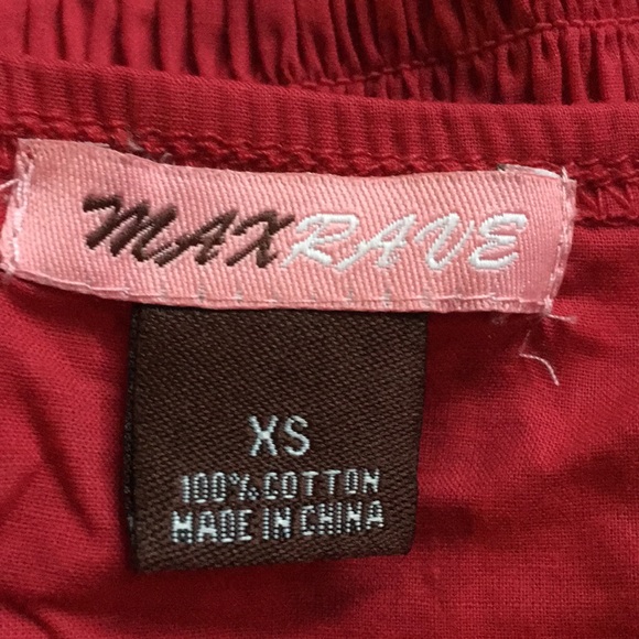 RETRO RED COTTON HALTER Tuxedo TOP w/ruffles- XS - Picture 10 of 11